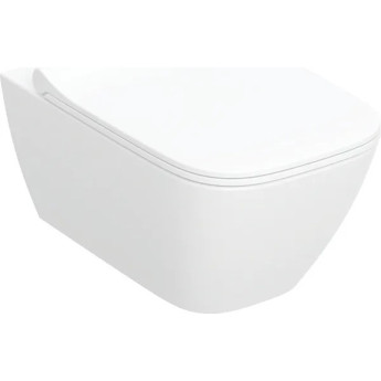 Унитаз подвесной GEBERIT SMYLE SQUARE 500.685.01.2 безободковый Rimfree® в комплекте с сиденьем (сэндвич) с плавным закрыванием SoftClose и быстросъемный кре
